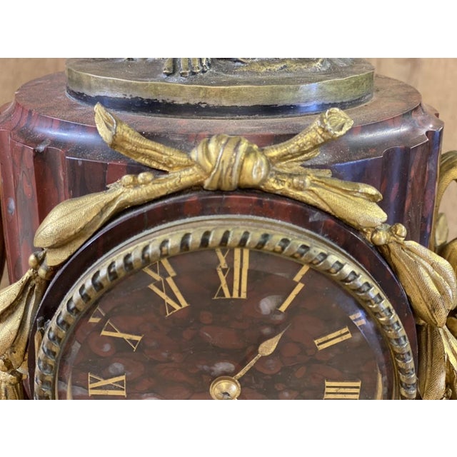 Antique French Marble Mantle Clock For Sale - Image 4 of 18