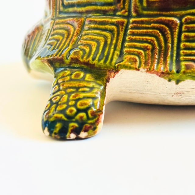 Green Mid Century Hand Made Ceramic Turtle - Signed and Dated 1977 For Sale - Image 8 of 14
