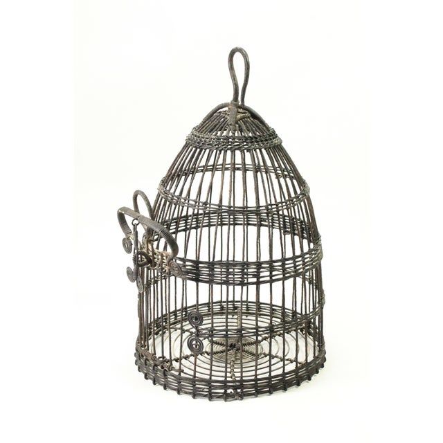 Victorian 19th C. Victorian Round Beehive Shaped Wire Bird Cage For Sale - Image 3 of 14