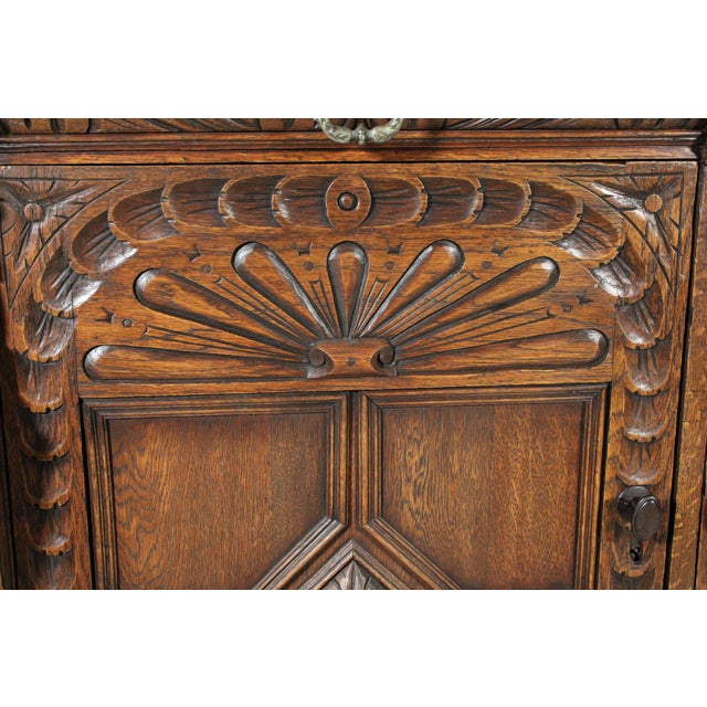 Baroque Style Oak Credenza For Sale - Image 11 of 14