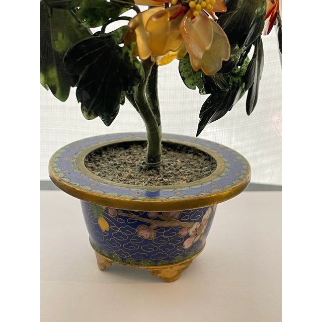 Vintage Miniature Chines Hard Stone Jade Tree For Sale - Image 4 of 12