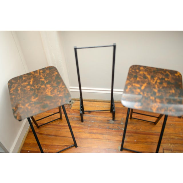 1960s Attributed to Artex Faux Tortoise Tv Trays With Stand - 5 Pieces For Sale In Washington DC - Image 6 of 9