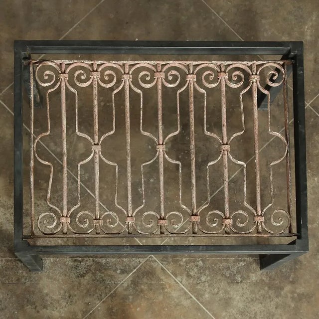 Traditional Antique Wrought Iron Panel Coffee Table For Sale - Image 3 of 8