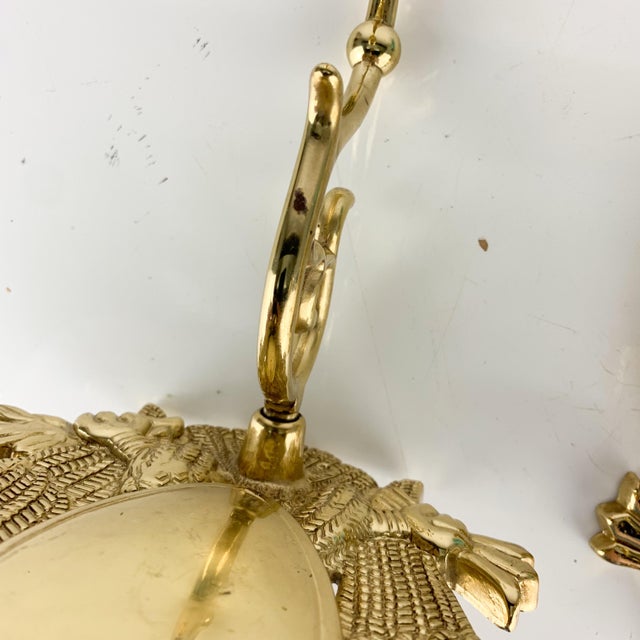 Pair Vintage American Eagle Shield Brass Taper Candle Holder Sconce Americana For Sale - Image 11 of 11