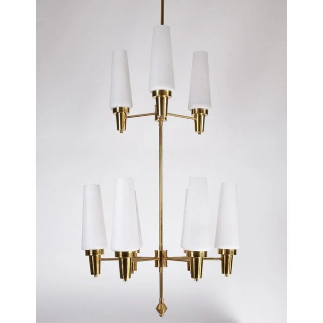 Swedish Brass Chandelier, 1950s For Sale - Image 12 of 13