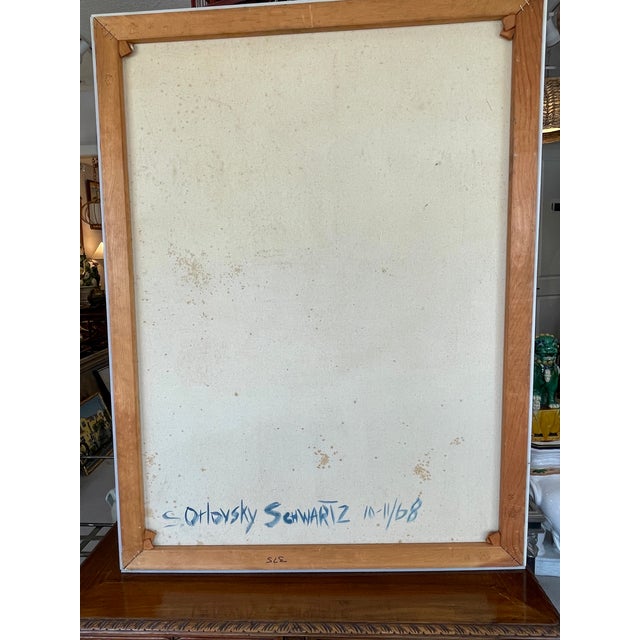 Abstract Cubist Painting, Oil on Canvas by Orlovsky Schwartz, 1968 For Sale - Image 12 of 16