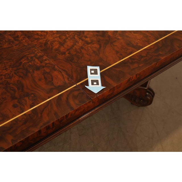 Custom Regency Style Burl Walnut Double Pedestal 12' Dining Table For Sale - Image 18 of 18