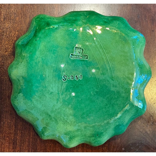 Antique Portuguese Majolica Pottery Green Cabbage or Lettuce Leaf Serving Dish For Sale - Image 13 of 15