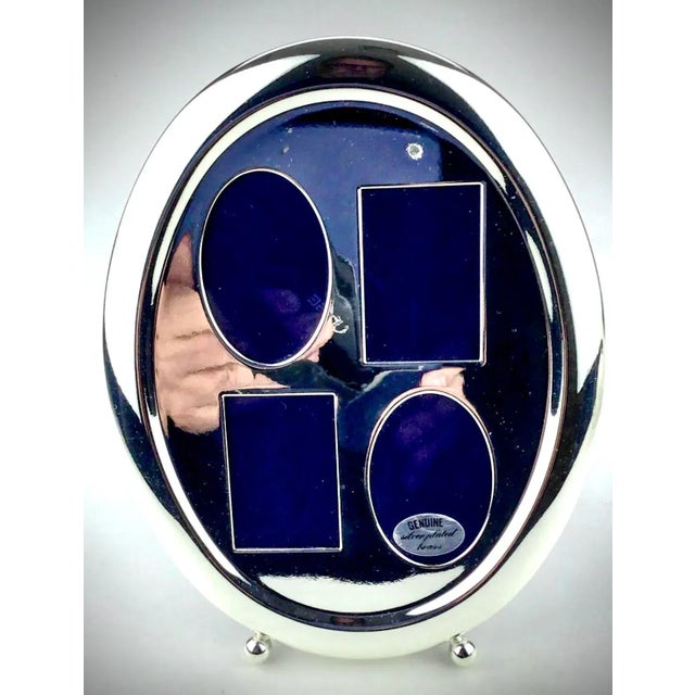 Vintage Multi Photo Oval Silver Plate Frame For Sale - Image 9 of 9