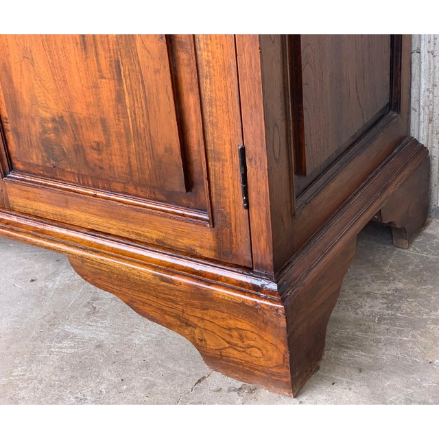 19th Century Large Cupboard or Bookcase with Glass Vitrine, Pine, Spain Restored For Sale - Image 14 of 18