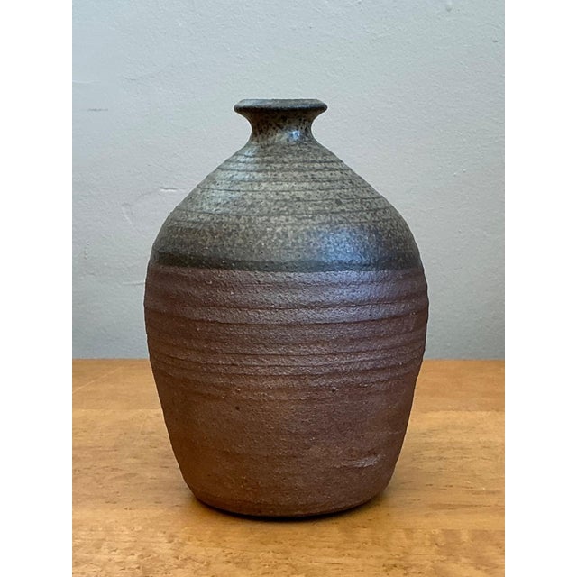 Vintage Textured Studio Pottery Vase For Sale - Image 13 of 16