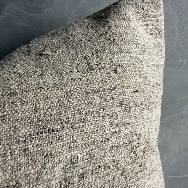 Mid-Century Modern Vintage Rug Pillow Cover With Original Seams For Sale - Image 3 of 7