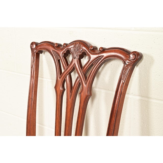 Baker Furniture Style Chippendale Carved Mahogany Side Chair or Dining Chair For Sale In South Bend - Image 6 of 13