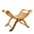 Late 20th Century French-Style Giltwood Upholstered Curule Vanity Bench in Pale Gold Damask For Sale - Image 5 of 9