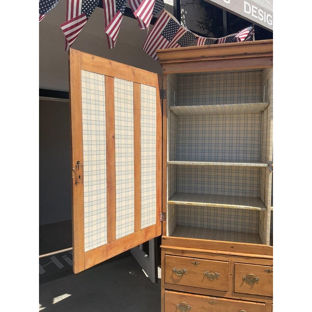 Brown Antique Pine Cabinet W/ 5-Drawers For Sale - Image 8 of 11