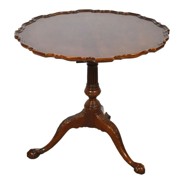 Baker Historic Charleston Carved Chippendale Mahogany Pie Crust Tilt Top Table For Sale