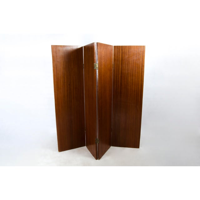 1930s Art Déco 4-Pannel Straw Marquetry Folding Screen Designed by Jean-Michel Frank for Comte s.a., Argentina For Sale - Image 6 of 8