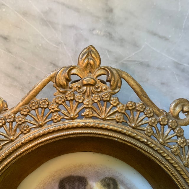 Vintage Miniature Dog Portrait Gilt Filigree Frame For Sale In Palm Springs - Image 6 of 8