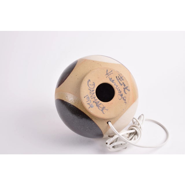 Danish Modern Ball Shaped Ceramic Table Lamp with Circle Decor by Heerwagen, 1970s For Sale - Image 9 of 12