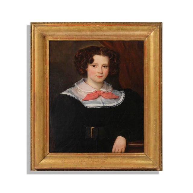 Early 19th Century Francois Nicholas Riss, Child Portrait, 1829, Oil on Canvas, Framed For Sale - Image 5 of 8