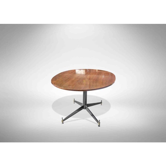 Vintage Table in Wood and Brass by Ignazio Gardella, Italy, 1970s For Sale - Image 3 of 7