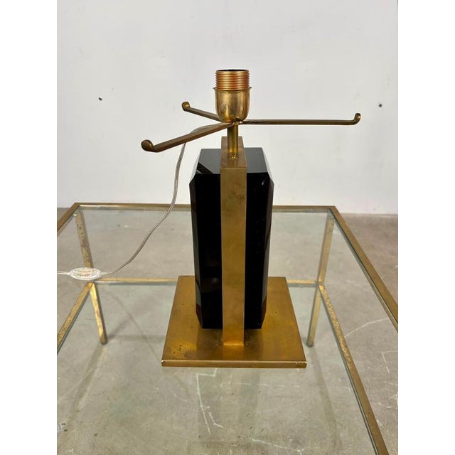 Metal Brass and Glass Table Lamp Base, Italy, 1980s For Sale - Image 7 of 9