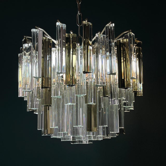 Vintage Italian Murano Glass Crystal Prism Chandelier from Venini, 1970s For Sale - Image 7 of 18