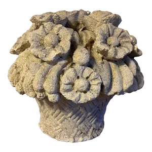 Antique 19th Century Carved Stone Garden Ornament Flower Basket or Finial