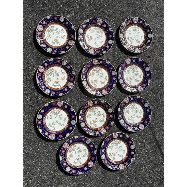 Original 19th C. Ironstone Chinoiserie Style Dinner Plates - Set of 11 For Sale - Image 4 of 11