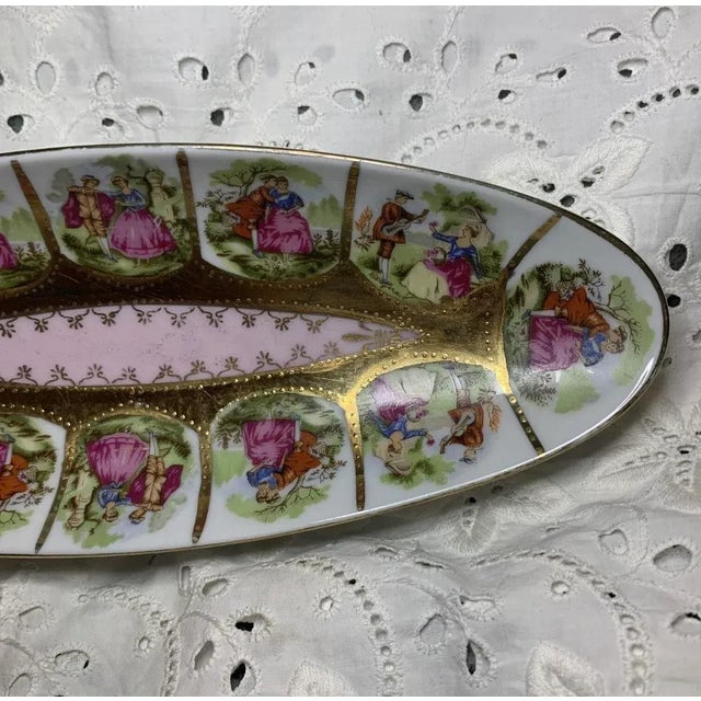 Traditional Vintage Royal Vienna Love Story Oval Olive Dish For Sale - Image 3 of 7