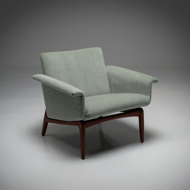 Vintage Danish Chair in Green Wool Velvet, 1960s For Sale - Image 12 of 12
