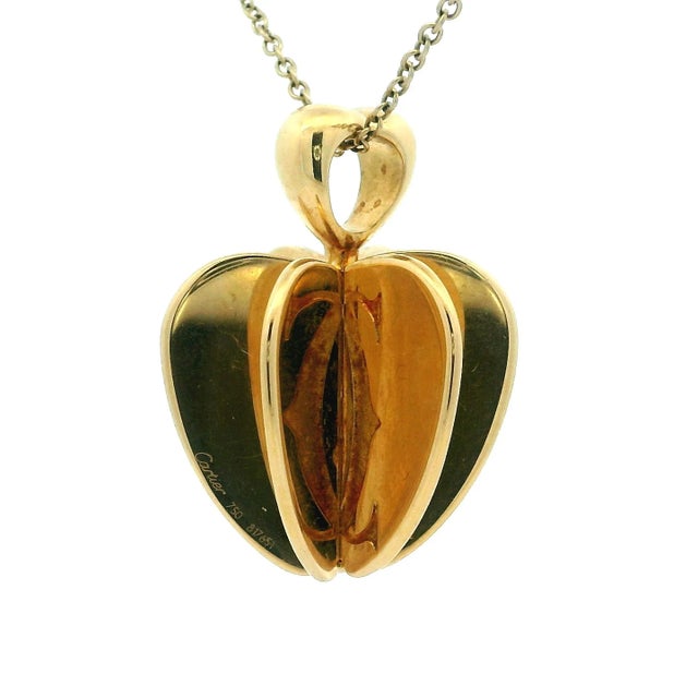 1990s 1990s Cartier 18k Double C 3d Apple Heart Pendant With Original Box For Sale - Image 5 of 6
