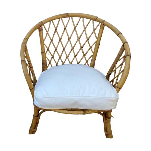 Vintage Rattan Corbeille Armchair, 1970 For Sale