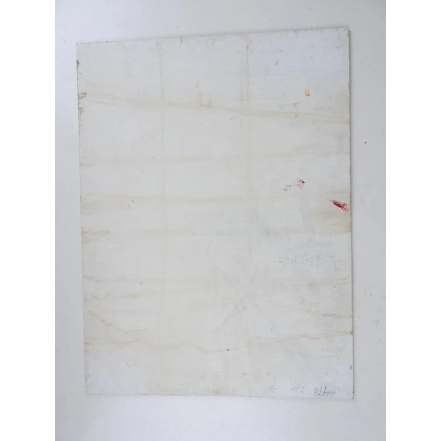 Vintage late 20th century gouache on masonite abstract orange, brown and blue painting. Unsigned, possibly and unfinished...