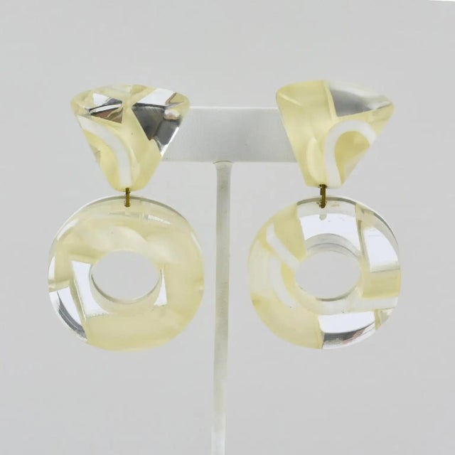 Contemporary Kaso Cream-White and Mirror Acrylic Resin Clip Earrings For Sale - Image 3 of 10