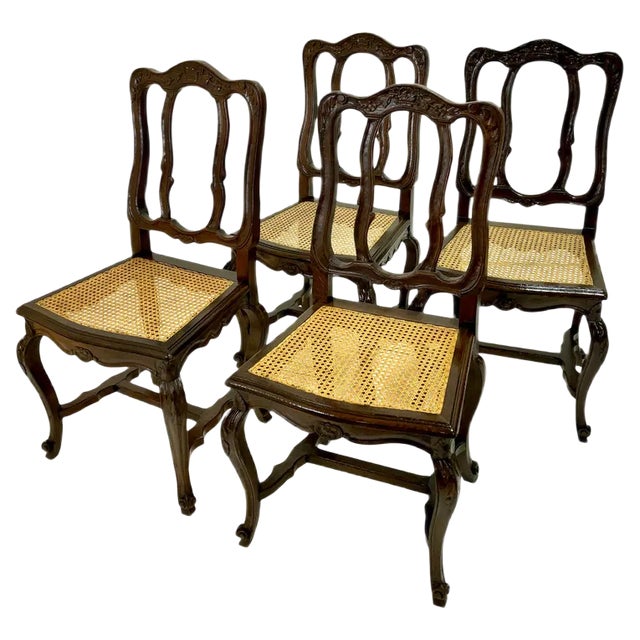 Chairs with Rattan Braid, France, 1750s, Set of 4 For Sale