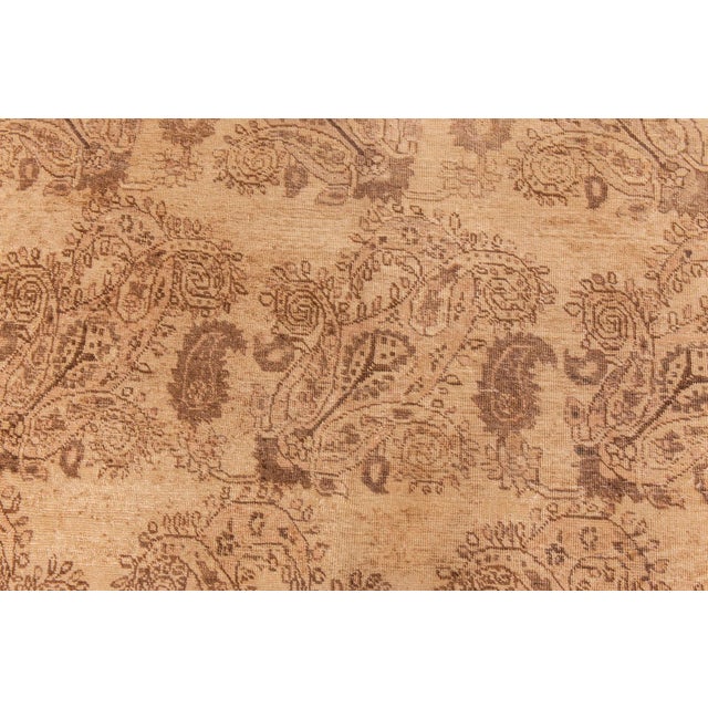 Antique Persian Tabriz Beige and Brown Handmade Wool Rug For Sale - Image 4 of 5