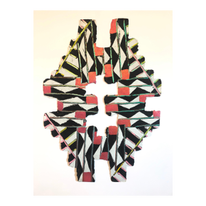 Sandy KinneeAbstract Modernist Colorful Mixed Media Art Screen-print Handmade Shaped Paper, c.1980's