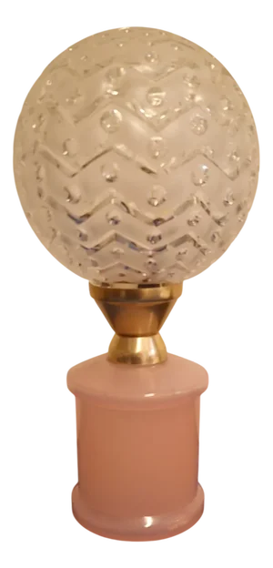 Vintage Table Lamp with Pink Glass Base and Cut Spherical Glass Shade, 1980s