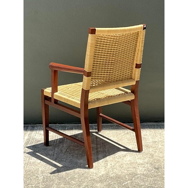 Mid-Century Modern Vintage Donghia Woven Rattan “Merbau” Arm Chair For Sale - Image 3 of 12