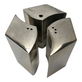 1950s Rare Stylish Silver Trio of Salt, Pepper & Mustard Shakers - Set of 3 For Sale