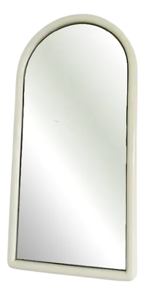 Vintage Space Age Mirror in Cream Plastic, 1970s
