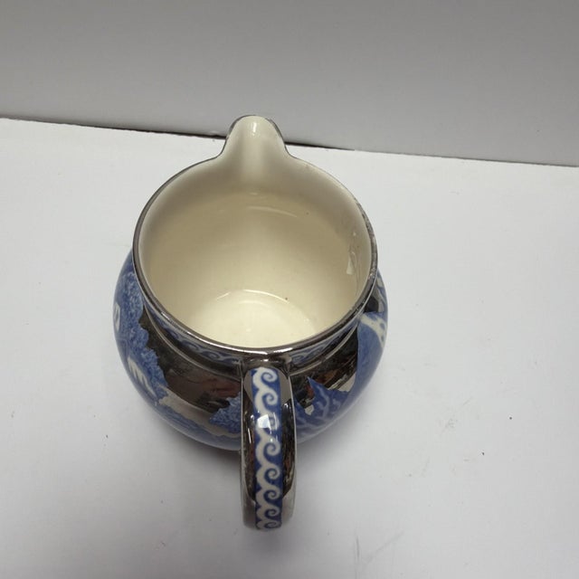 Vintage Wedgwood Platinum & Blue Fallow Deer Cream Pitcher For Sale - Image 4 of 5