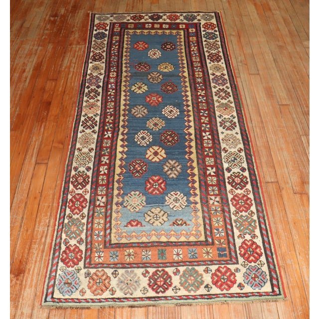 Islamic Late 19th Century Blue Antique Talish Runner - 2'11" x 7'3" For Sale - Image 3 of 8