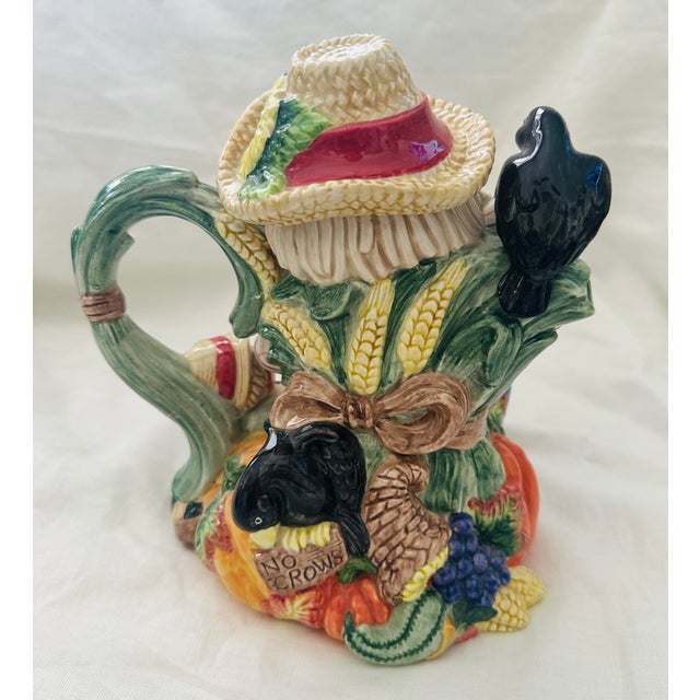 Farmhouse Fitz & Floyd "Harvest" Scarecrow Tea Pot For Sale - Image 3 of 8