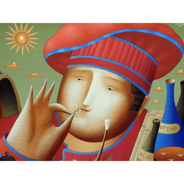 2000 - 2009 Anton Arkhipov "Bon Appetit" Hand Signed Artist's Custom Framed Art Chef Food For Sale - Image 5 of 9