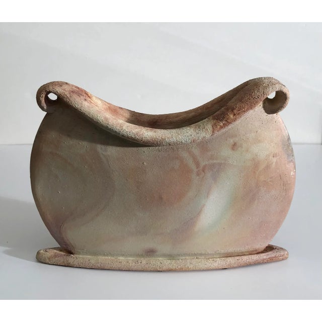 Tuscan Style Salt Glaze Ceramic Vessel Vase, signed at base with artist initials and date at base. We love the artistic...