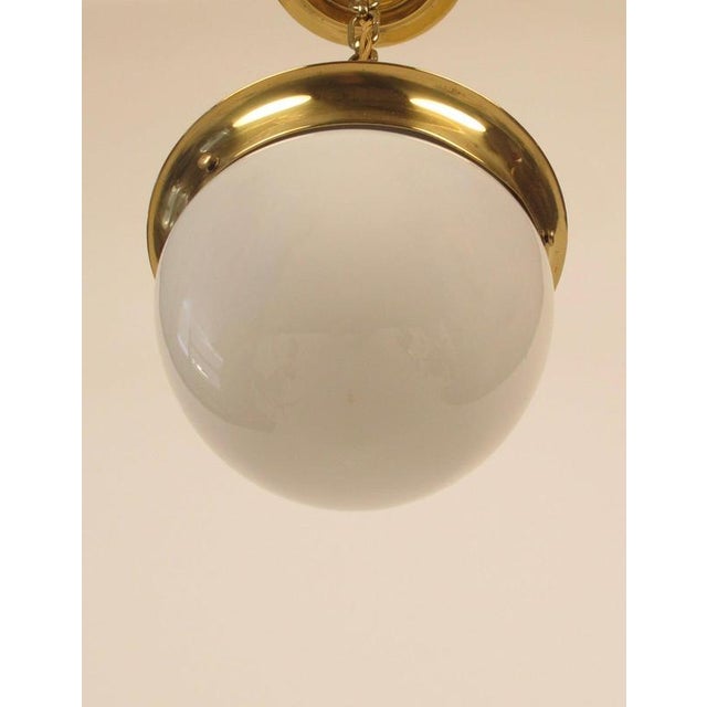 Late Jugendstil Pendant Lamp in Brass and Opaline Glass, Vienna, Austria, 1900s For Sale - Image 4 of 11