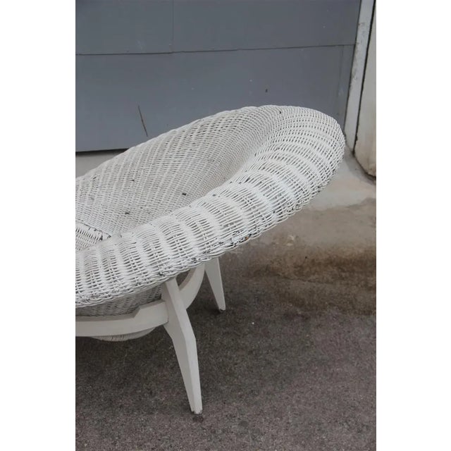 Italian Rattan & Lacquered Lounge Chair, 1950s For Sale - Image 9 of 11