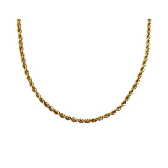 Modern 14k Yellow Gold Twisted Rope Chain Necklace, 18 Inches For Sale - Image 3 of 8